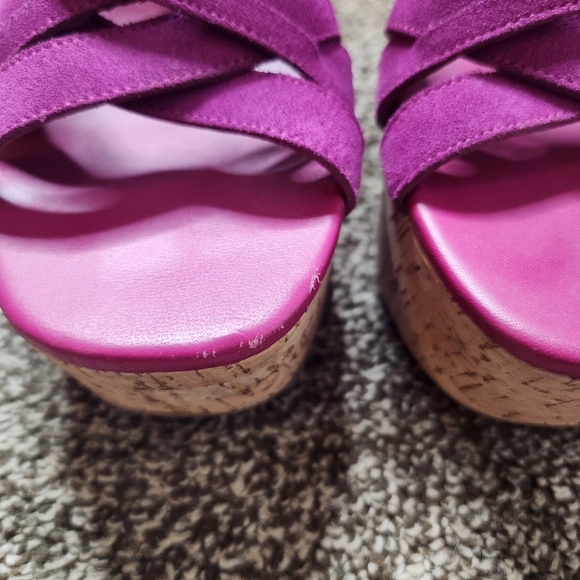 Free People Lisbon Cork Platform Shoes In Verbena Suede Size 37.5 / 7.5 - Picture 2 of 9